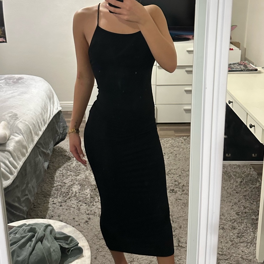 Elegant Black Spaghetti Strap Dress